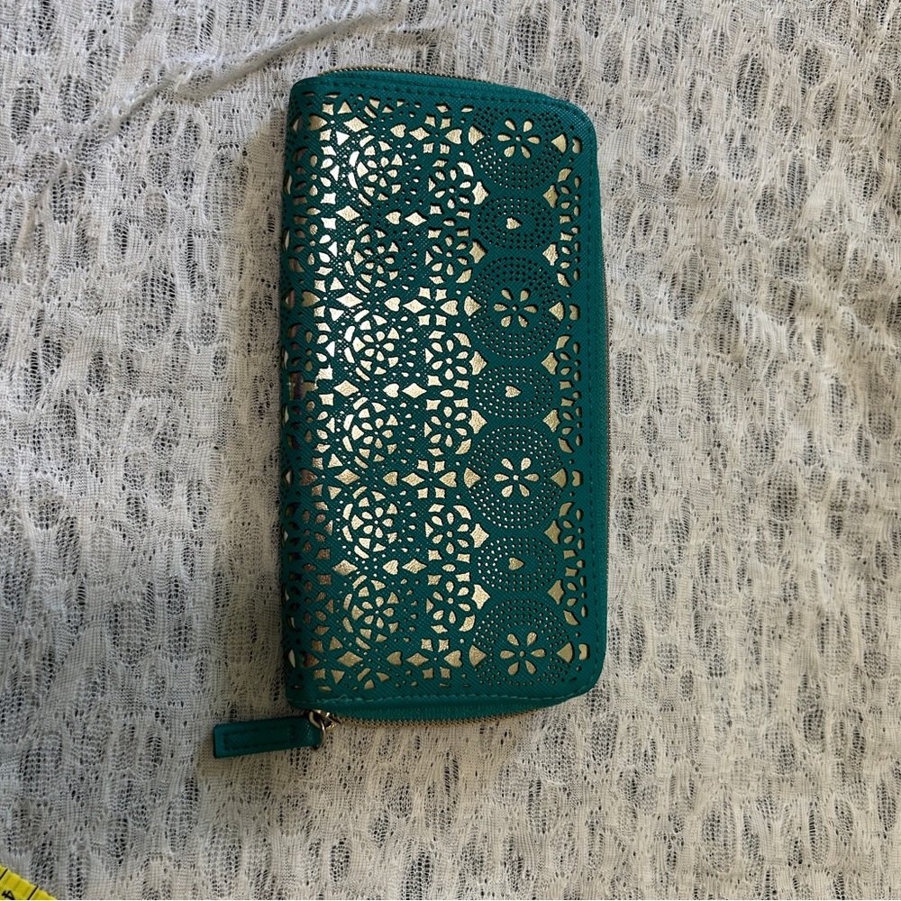 Teal Laser Cut Wallet